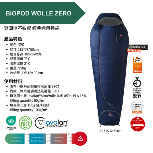【 GRÜEZI BAG 】BIOPOD WOLLE ZERO 經典通用羊毛睡袋 - JJSJ結交世界