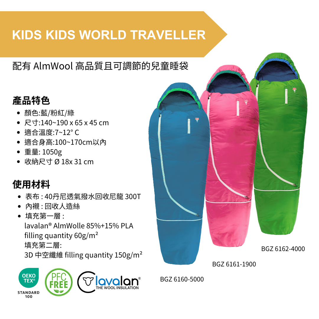 【 GRÜEZI BAG 】BIOPOD WOOL KIDS WORLD TRAVELLER 兒童羊毛睡袋