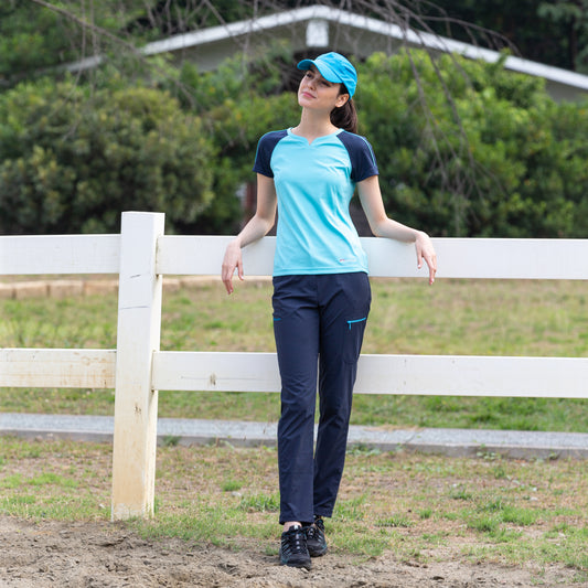 【 EasyMain 】RE22050 女彈性快乾細格長褲 - JJSJ結交世界