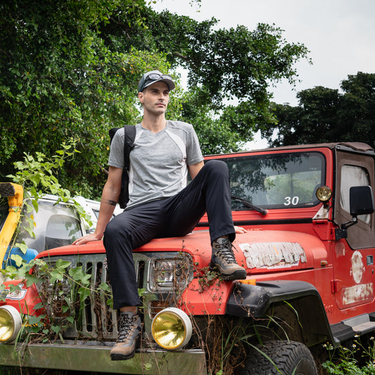 【 EasyMain 】RE22043 男彈性快乾細格長褲(三季型) - JJSJ結交世界