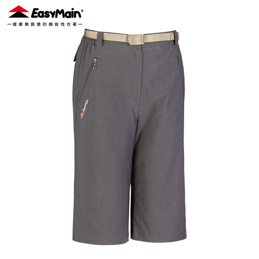 【 EasyMain 】DE25400  女快乾彈性撥水六分寬褲 (附腰帶) - JJSJ結交世界