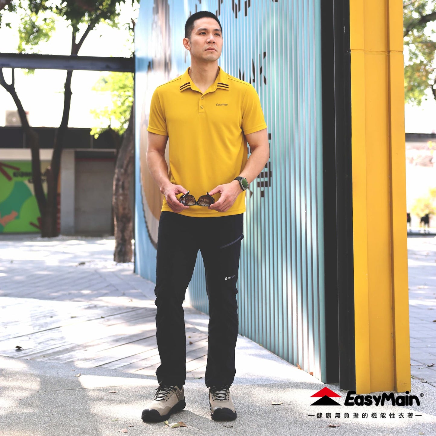 【 EasyMain 】RE25047 男彈性快乾細格長褲 - JJSJ結交世界