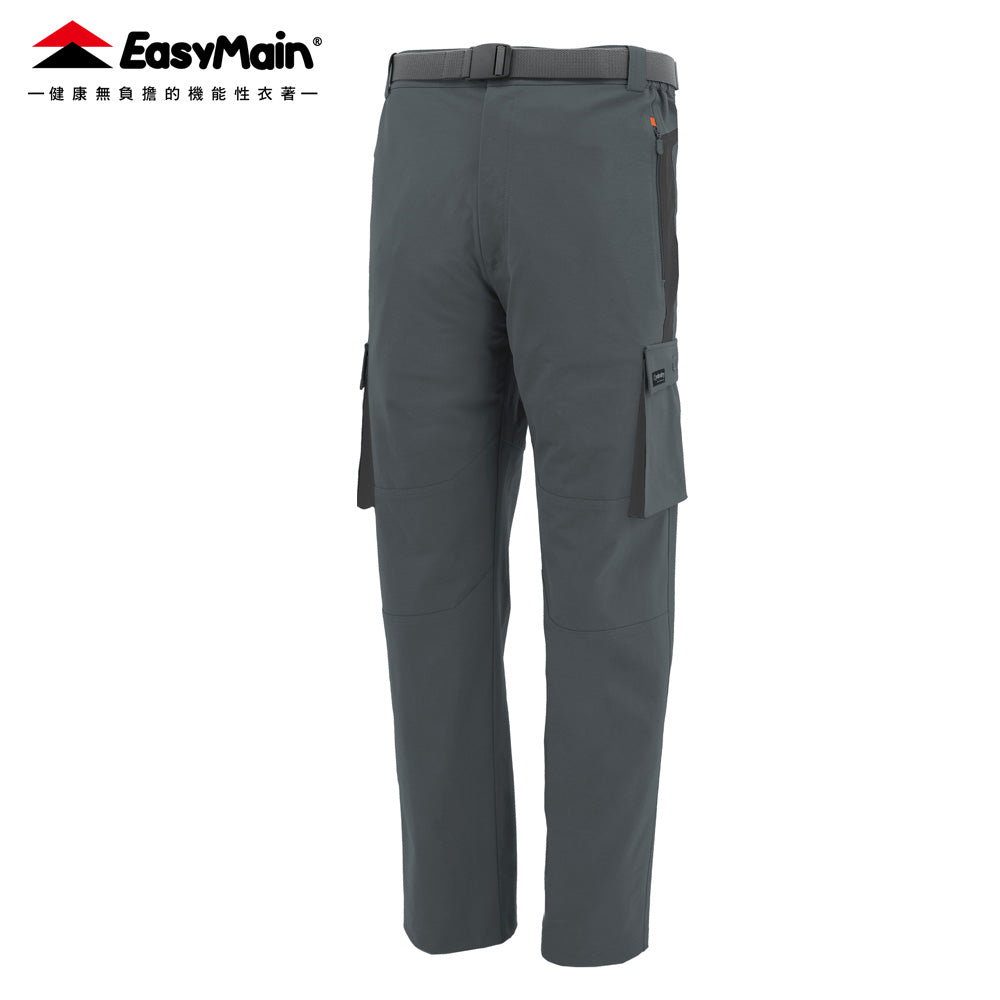 【 EasyMain 】RE25057 男棉感彈性耐磨撥水配色長褲 (附腰帶) EASYMAIN