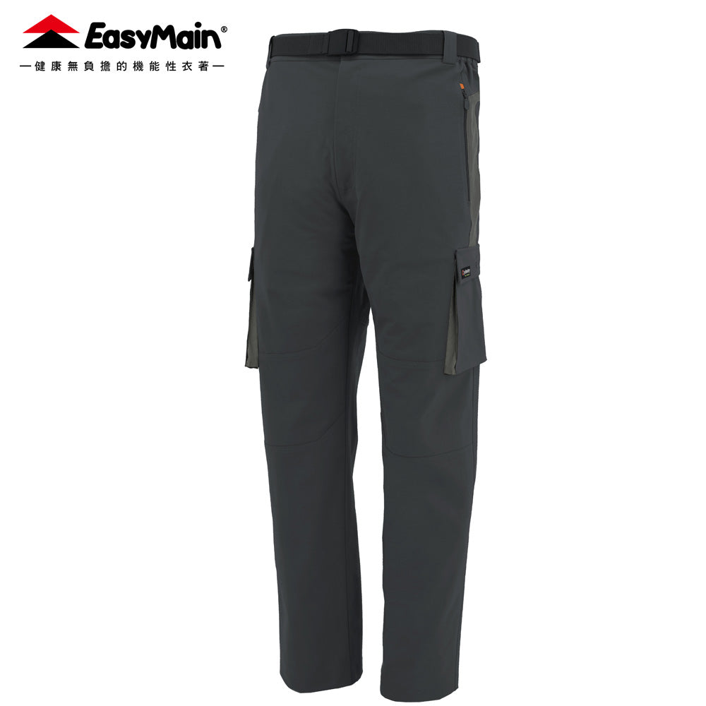 【 EasyMain 】RE25057 男棉感彈性耐磨撥水配色長褲 (附腰帶) EASYMAIN