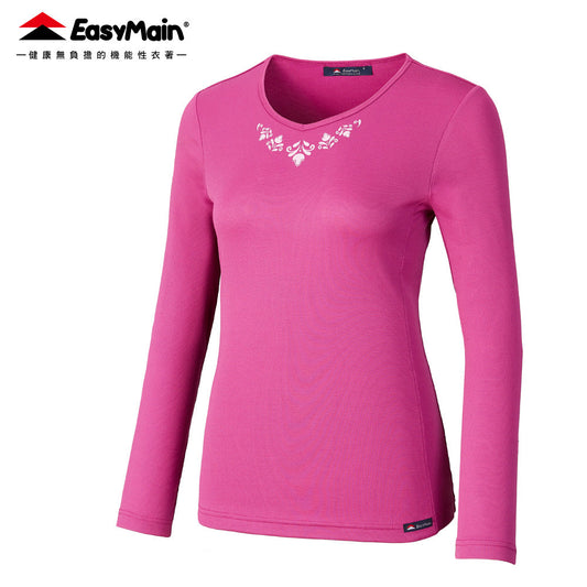 【 EasyMain 】TE25074 女羊毛快乾保暖透氣防臭長袖T恤 EASYMAIN