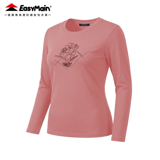 【 EasyMain 】TE26082 女超輕防曬棉感排汗長袖印花T恤 EASYMAIN