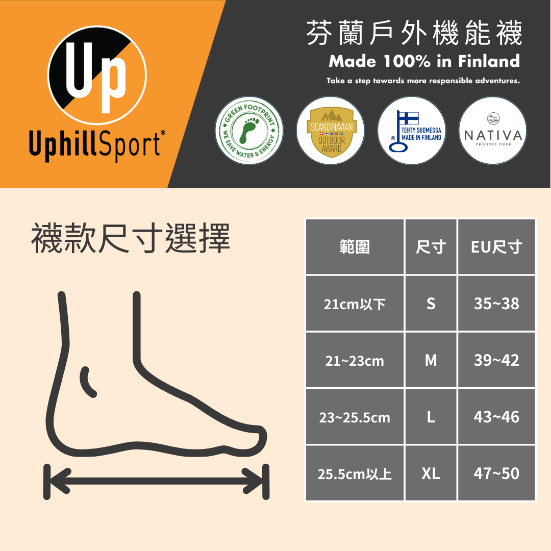 【UphillSport】COMBAT L2 中筒全季型竹纖襪 UPHILLSPORT