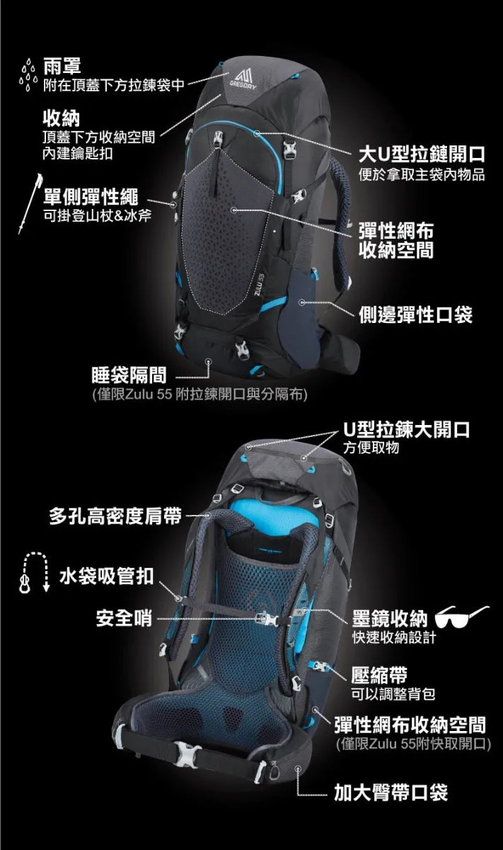 【GREGORY】55L ZULU 登山背包 - JJSJ結交世界