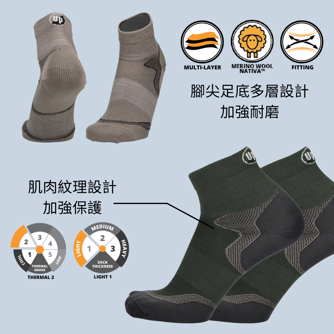 【UphillSport】PETRO L2 低筒輕量羊毛襪 UPHILLSPORT