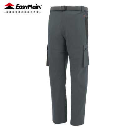 【 EasyMain 】RE25057 男棉感彈性耐磨撥水配色長褲 (附腰帶) EASYMAIN