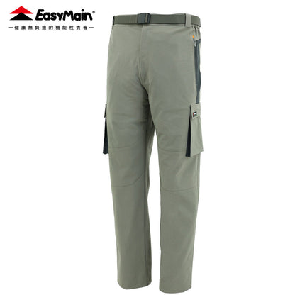 【 EasyMain 】RE25057 男棉感彈性耐磨撥水配色長褲 (附腰帶) EASYMAIN