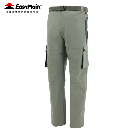 【 EasyMain 】RE25057 男棉感彈性耐磨撥水配色長褲 (附腰帶) EASYMAIN