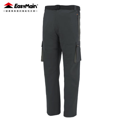 【 EasyMain 】RE25057 男棉感彈性耐磨撥水配色長褲 (附腰帶) EASYMAIN